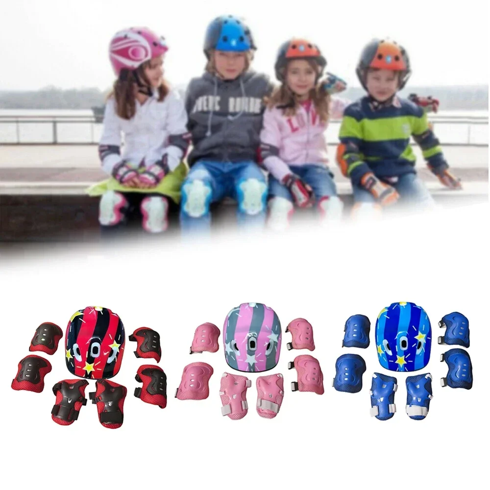 Adjustable Kids Helmet and Knee Pads Elbow Pads Wrist Guards Protective Gear Set for 3~15yrs Bike Roller Skating Cycling Scooter