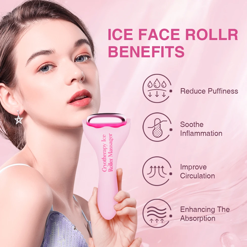 Best Selling 2-in-1 Lifting Face & Eye Ice Cold Roller Cold Derma Roller for Face Silicone Reusable Massage Skincare Ice Roller