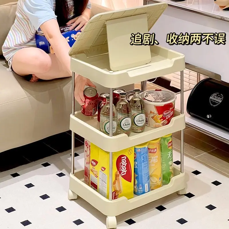 Drama chasing tablet rack Floor-to-ceiling movable trolley Mobile phone snacks Sundries Bedside bedroom Dormitory storage rack