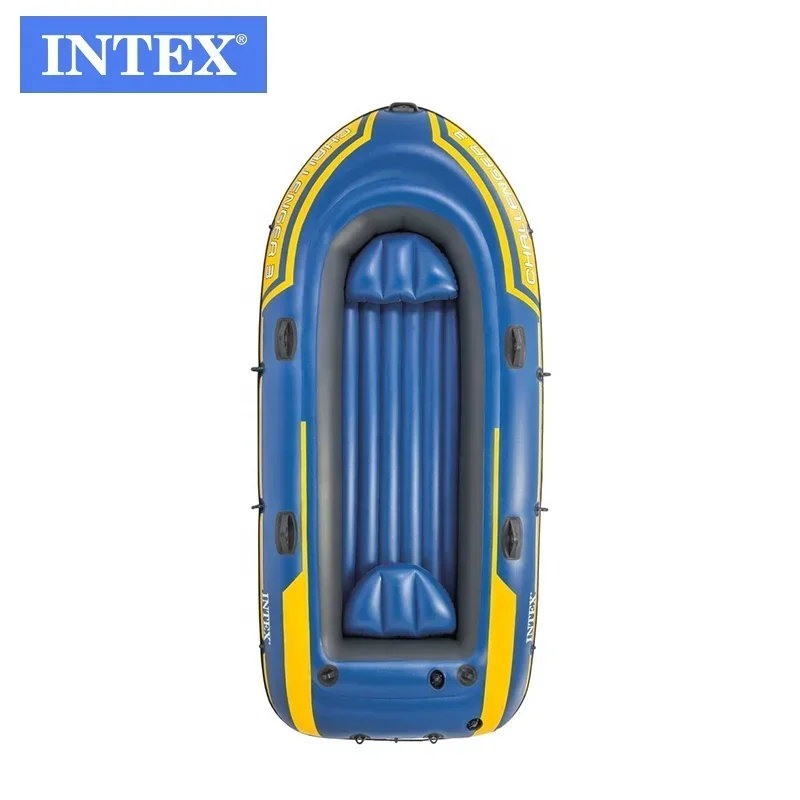 Intex 68370 Challenger 3 Boat Set Inflatable Drift Kayak Inflatable Triple Rubber Fishing Boat