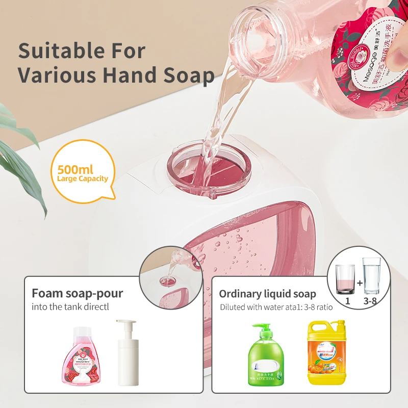 New Wall Mounted Automatic Soap Dispenser Foam Smart Hand Washing Machine 500ml Liquid Rechargeable Bathroom Induction Sensor