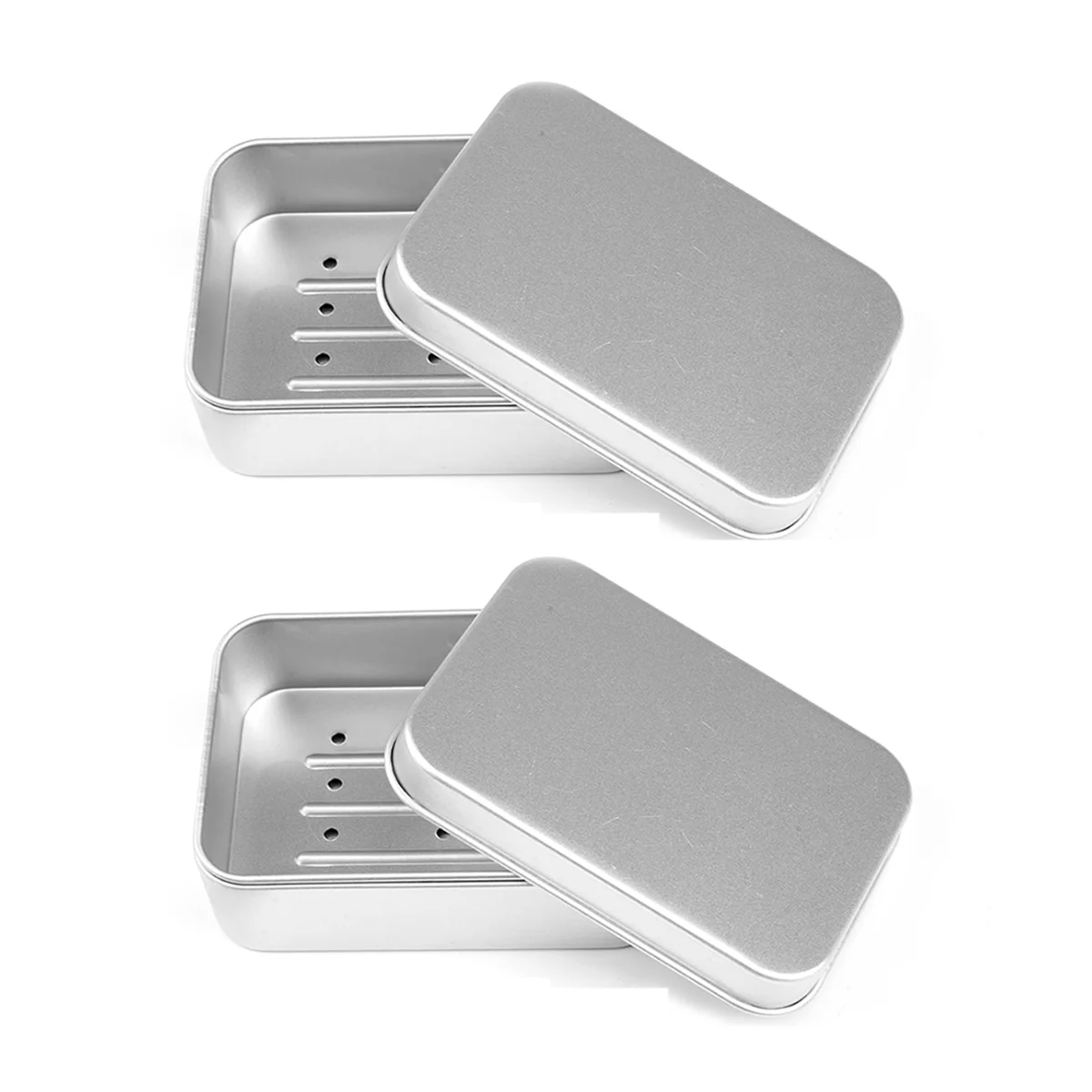 2 Aluminium Soap Dishes with Draining Rack,Moisture-Resistant, Rustproof Metal Soap Dishes for Home or Travel