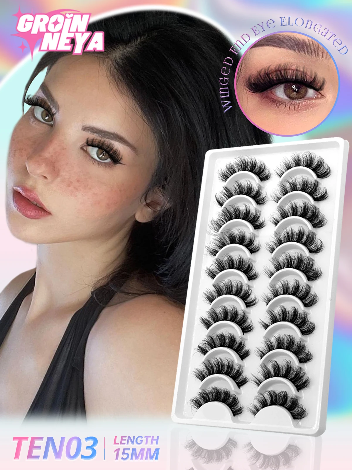 GROINNEYA 5/7/10 Pairs Natural False Eyelashes Fake Lashes Long Makeup 3d Mink Lashes Extension Eyelash Mink Eyelashes Beauty