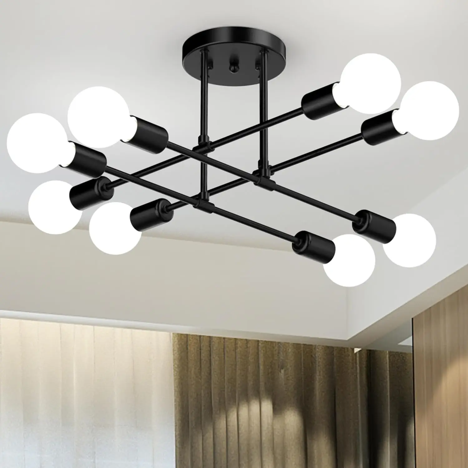 

JOYINLED Modern Pendant Lamp Restaurant Black Chandelier Living Room Suspended Ceiling Light Iron E27 Chandelier Home Decoration