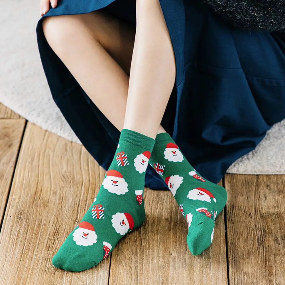 Harajuku Sweet Girls Gift Snowman Santa Claus Elk Women Socks Mid-Tube Socks Christmas Socks Korean Style Socks