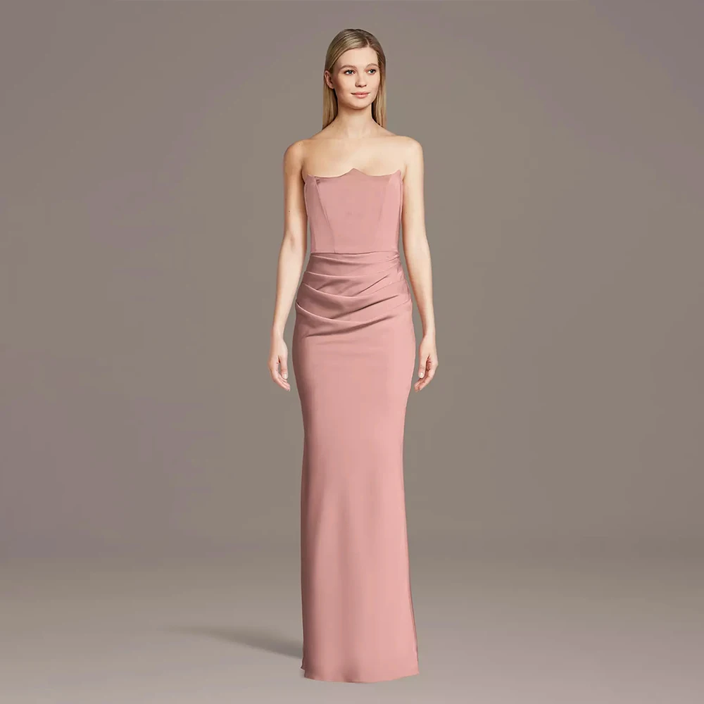 

2026 Women's Formal Evening Gowns Strapless Pleated Sleeveless Evening Dresses Luxury Prom Gown Gala Party Gowns Plus Size