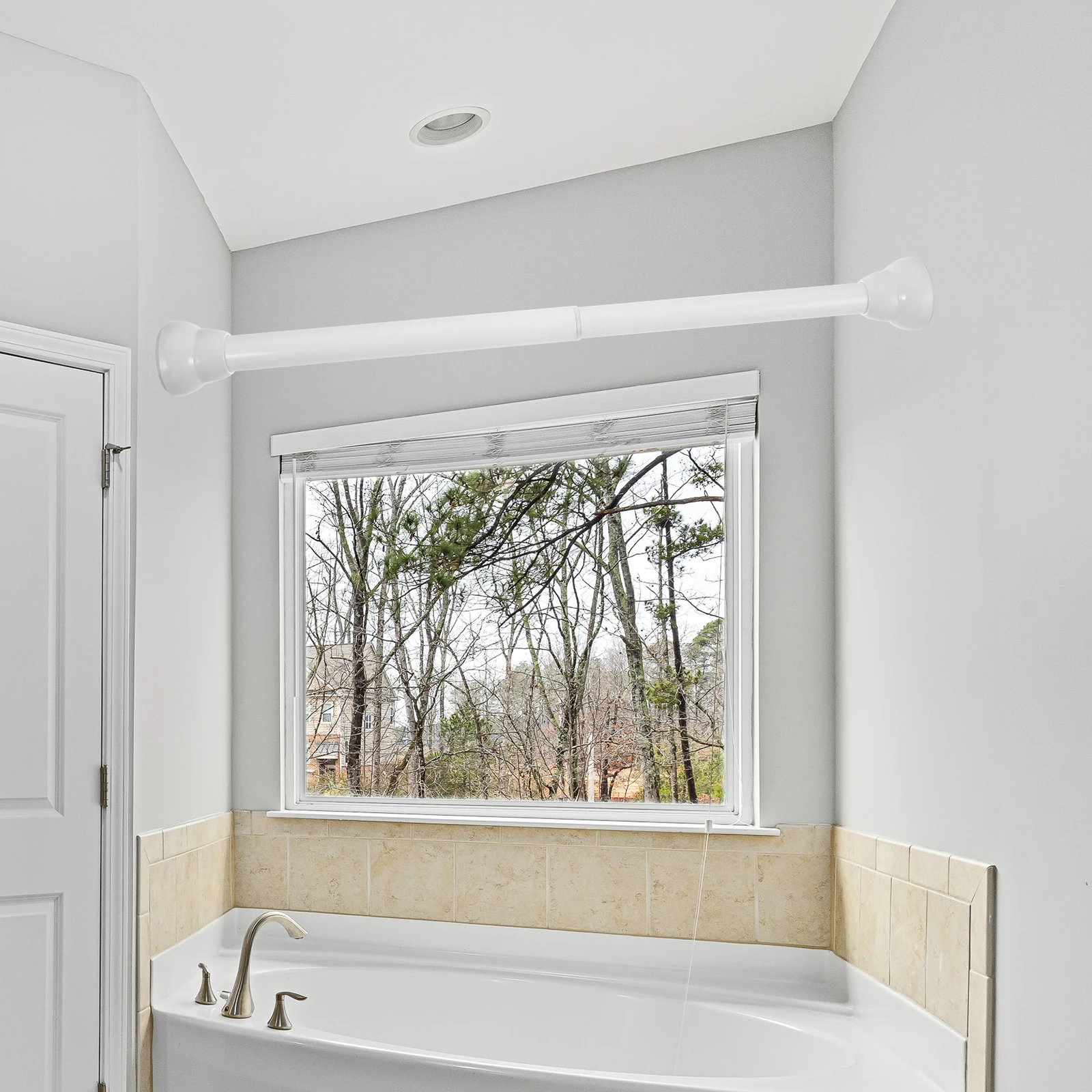 

Shower Curtain Clothes Drying Rod Adjustable Telescopic Plastic 30-50cm White Tension Pole Heavy Duty Closet Rod