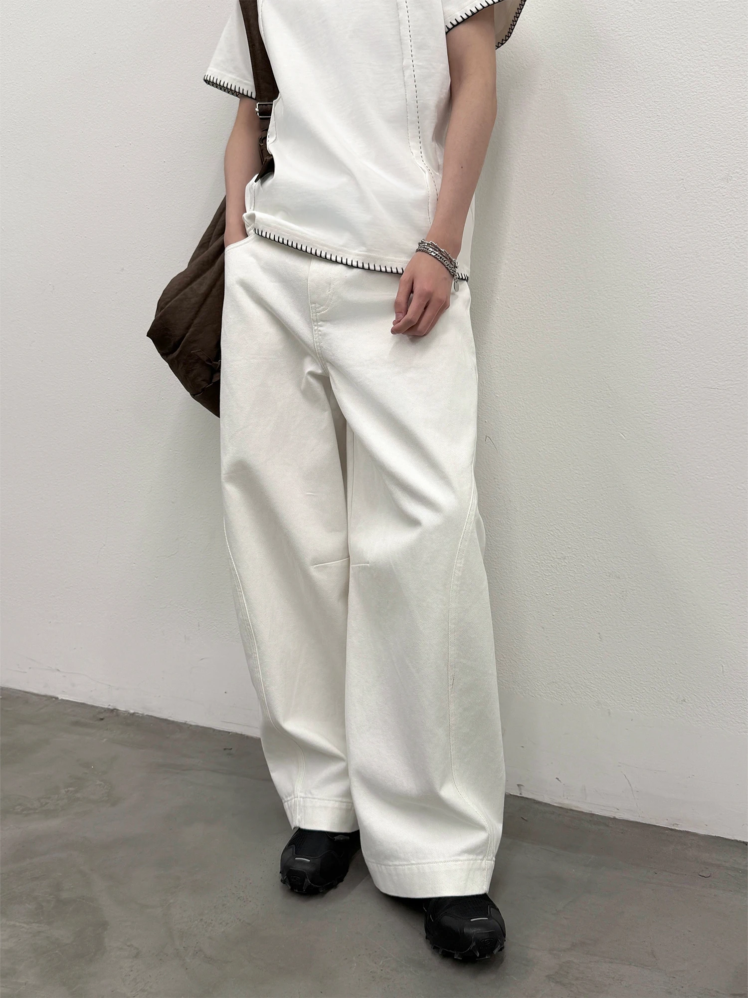 

Roaringwild, повседневные брюки из чистого хлопка, американские джинсы, мужские брюки для отдыха с изогнутыми ножами, молодежные модные прямые свободные брюки...