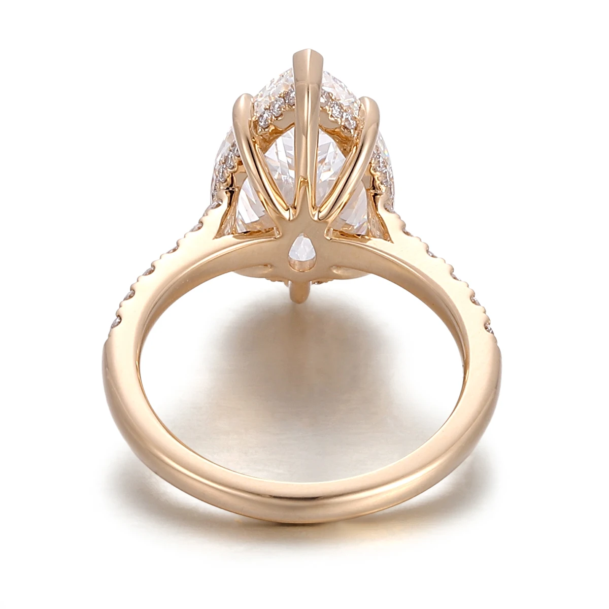 Provence AU750 Pear Cut 10.5 CT Engagement Ring for Girlfriend 18K Moissanite Promise Rings for Mom Hide Halo Half Eternity Ring