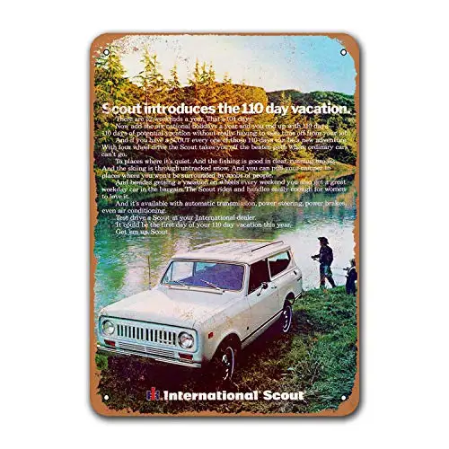 Game Room Car Metal Tin Sign Vintage Bar Poster Home Office Coffee Club Wall Decor Dorm 1973 International Scout 8x12 inches