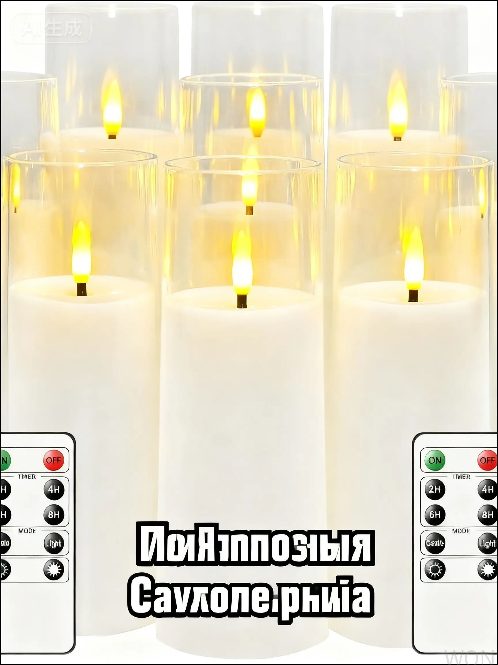 Flameless LED Candles 7 Pack With Remote - Battery Operated Realistic Flickering Taper Candles for Living Room Home Decor