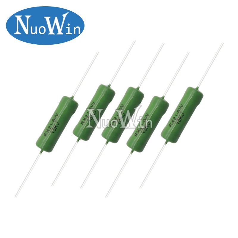 5 Pçs/lote RX21 6W Fio Enrolado 5% Resistor de Resistência 1R 10R 100R 1K 10K 12K 15K 18R 20R 22R 24R 27R 30R 33R 36R 1 3 ohms RX21-6W