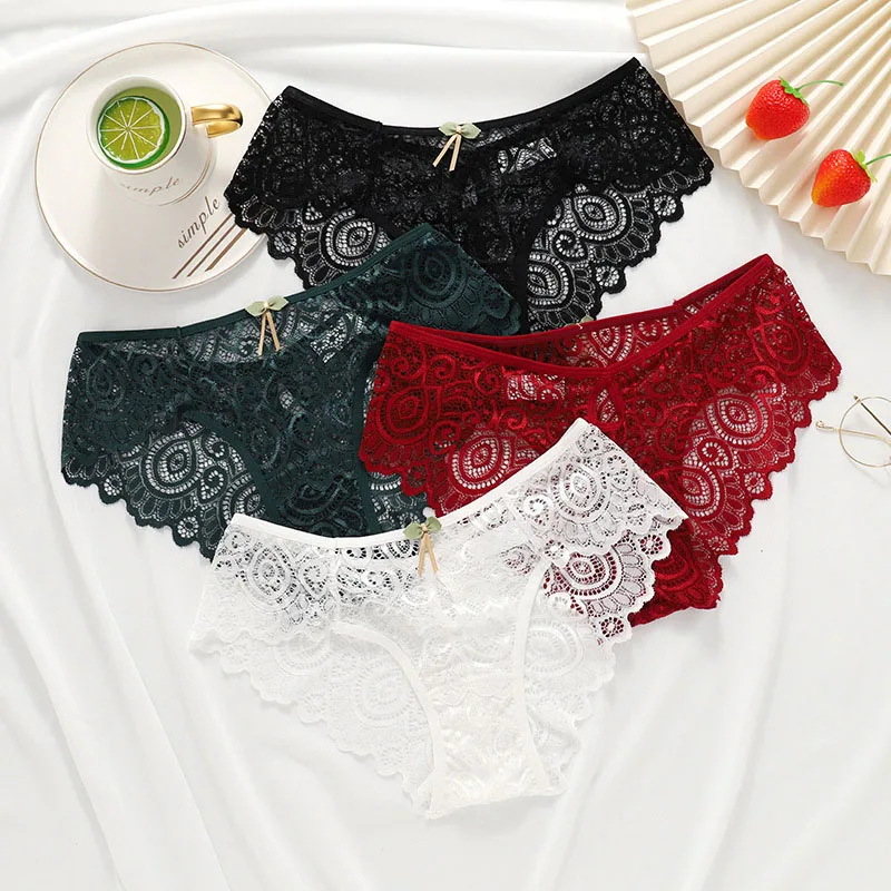 Felinus New Panties Women Lace Underwear Sexy Low Waist Briefs Solid Hollow Out Underpant Seamless Comfortable Female Lingerie