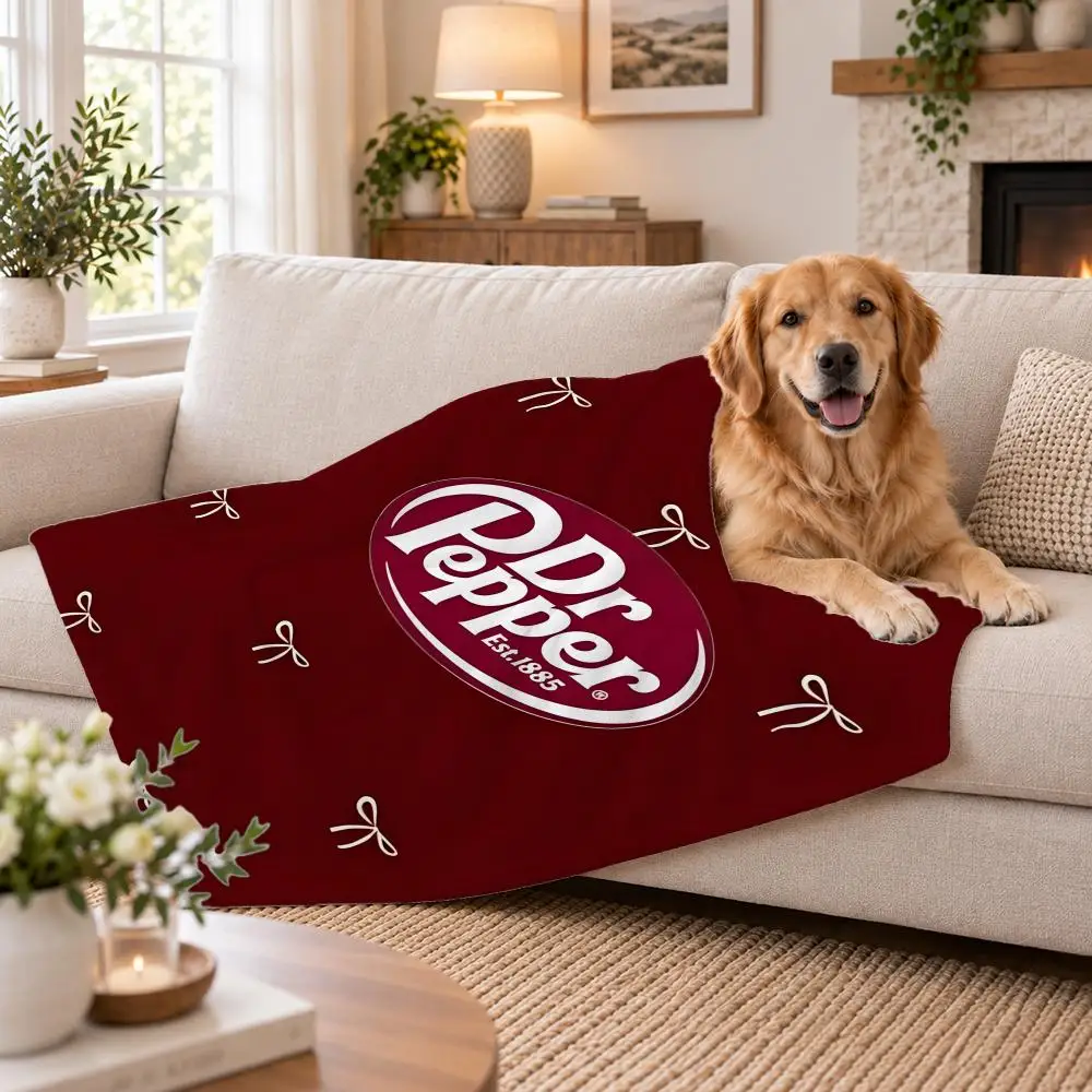 Brand Dr. Pepper Throw Soft Plush Flannel Pet Blanket, Home Decor Cover for Sofa, Bed, Trip & Picnic