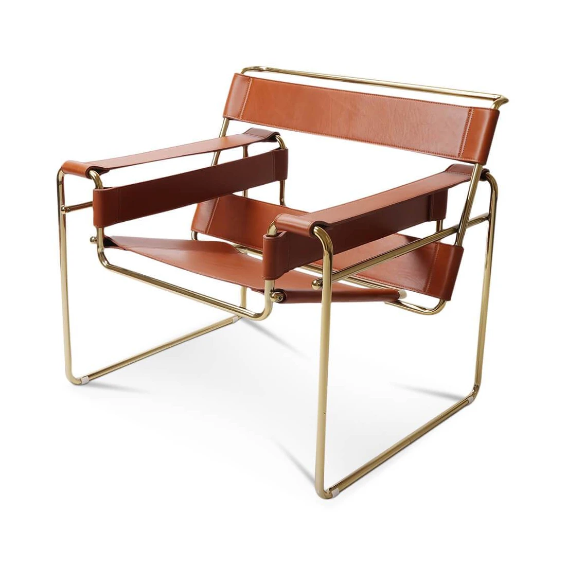 Modern Scandinavian Chrome Frame Leather Strap Chair with Disassemble Feature for Living Room Bedroom & Hotel Use Leisure Style