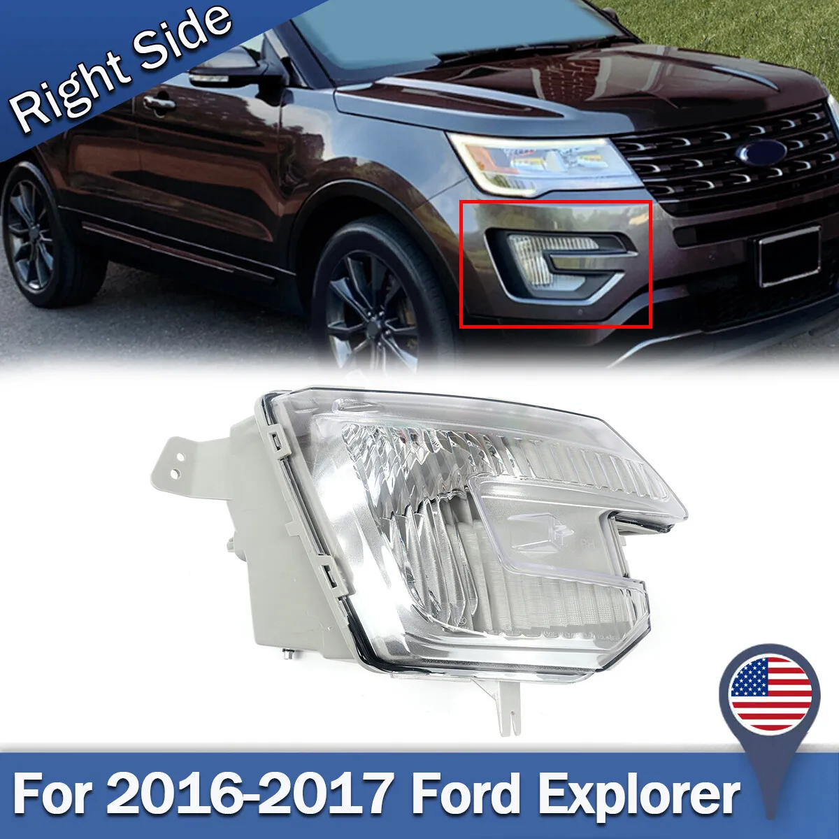 

Front Fog Light Right For Ford Explorer XLT Sport 4-door 2016 2017 Right Front Bumper Driving Halogen Fog Light Lamp Replace