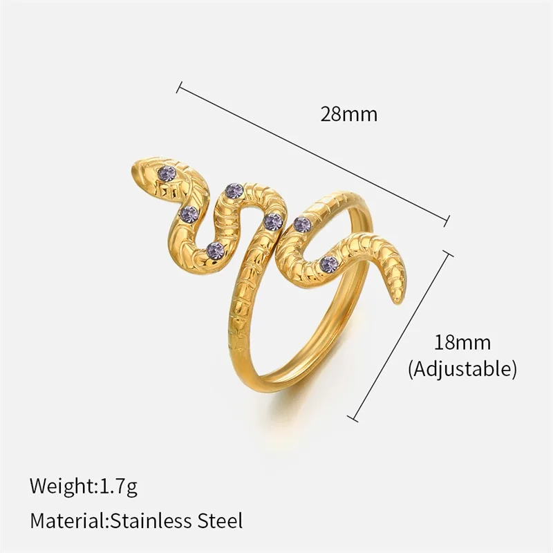 GANPUP 316L Edelstahl Exquisite Minimalistische Zirkonia Offenen Ring Frauen Chic Mode Goldene Wasserdichte Finger Schmuck – Detail 4