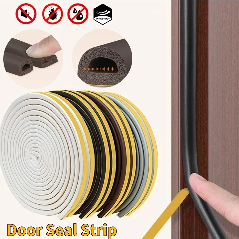 10/5m burlete sello de puerta ventana y puerta tira de sellado de puerta insonorización respaldo autoadhesivo puerta en forma de D tira meteorológica