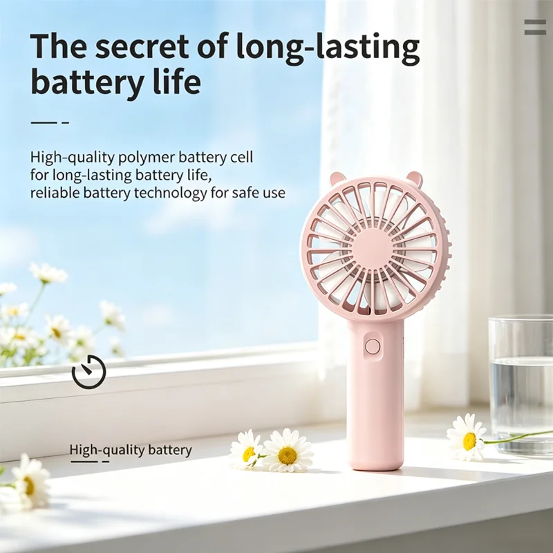 Compact Travel‑friendly Handheld Mini Fan USB Chargable Quiet Tabletop Air Cooler Personal Cooling Fan For Makeup Artists