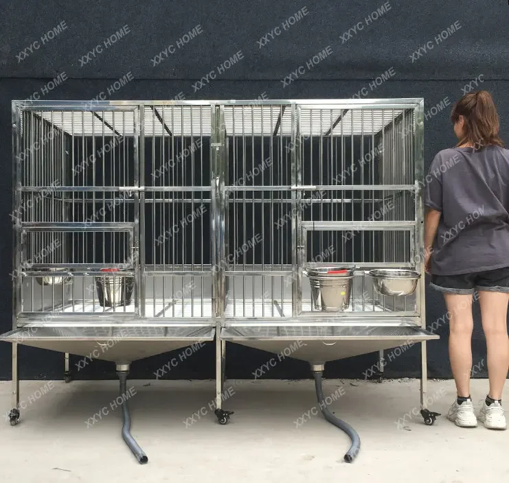 Stainless Steel Dog Cage Large Special Border Collie Golden Retriever Labrador Medium-Sized Dog 304 Large  Cage