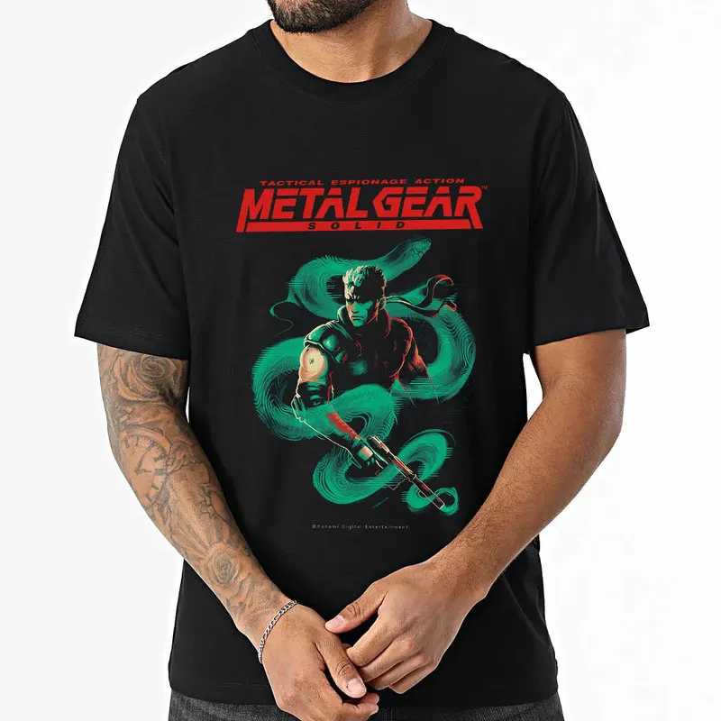Metal Gear Solid MGS Game Gift T‑Shirt for Gamer Unisex Cotton Short Sleeve Tees Solid Snake Graphic Print Streetwear Tops