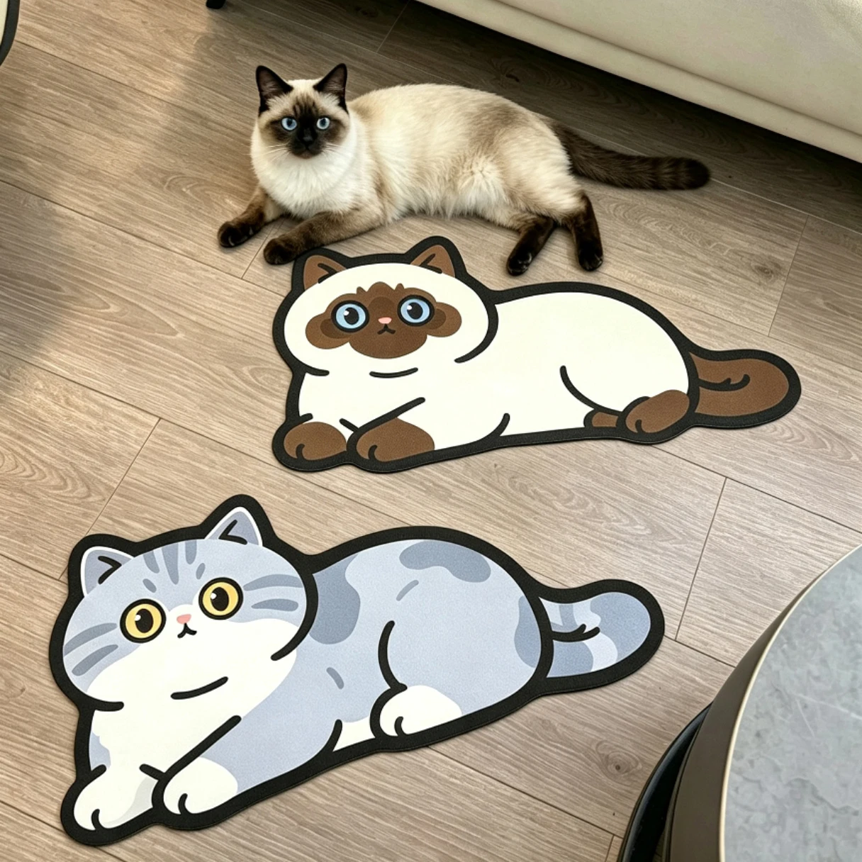 Siamese Cat Door British Shorthair Floor Mats Sleeping Doormat Mat Indoor Antislip Entrance Living Room Bedroom Waterproof