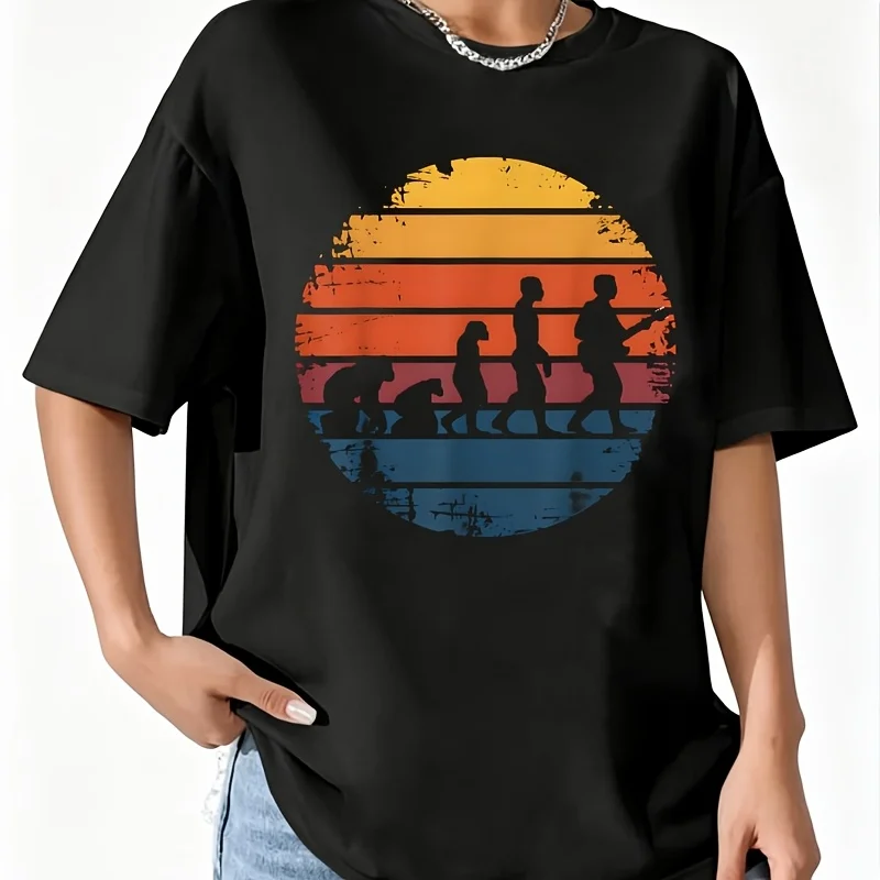 Evolution Biology Teacher Scientist Women's 100% Cotton T-Shirt Short Sleeve Top Casual Round Neck Fun Print Tee S-5Xl