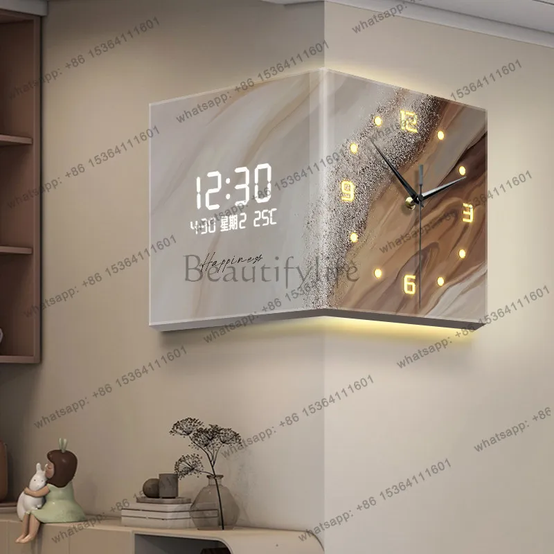 LJY Night Light Wall Clock Premium Elegant Upgrade Double Sided Digital Wall Clock Aesthetic Art Horloge Murale Home Decor Items