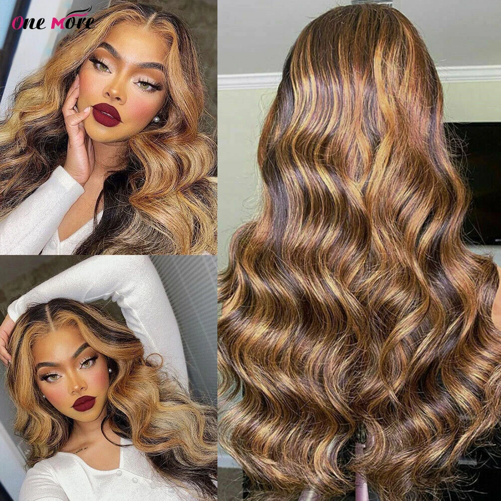 Highlight Wig Human Hair Body Wave Lace Front Wig 13x4 Honey Blonde Lace Front Human Hair Wigs Pre Plucked