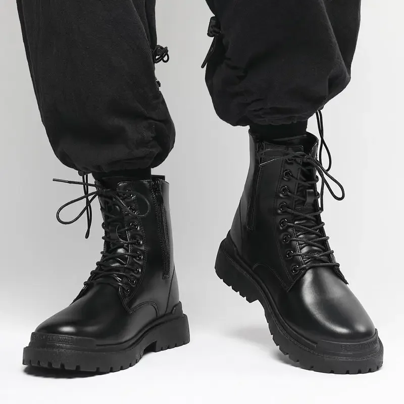 Botas impermeables de goma con cordones de cuero para hombre, zapatos clásicos, talla 44, diseñador Retro, promoción, nueva oferta de moda, 45