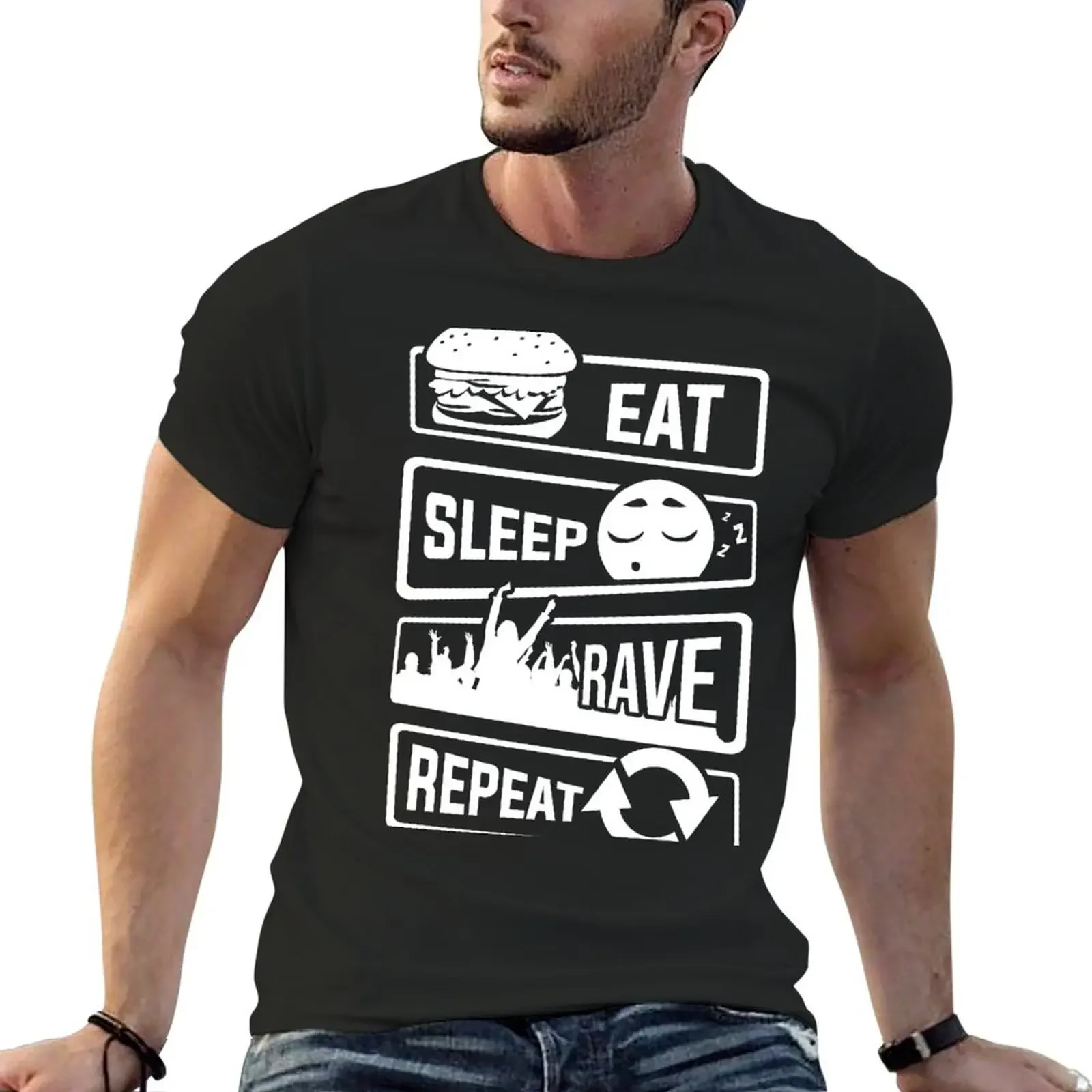 Eat Sleep Rave Repeat - Party Celebrate Music Electro T-Shirt summer top for a boy mens cotton t shirts