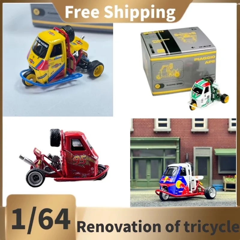 (In Stock)liberty 1/64 alloy modified tricycle  Racing Edition alloy car model  Collection display item