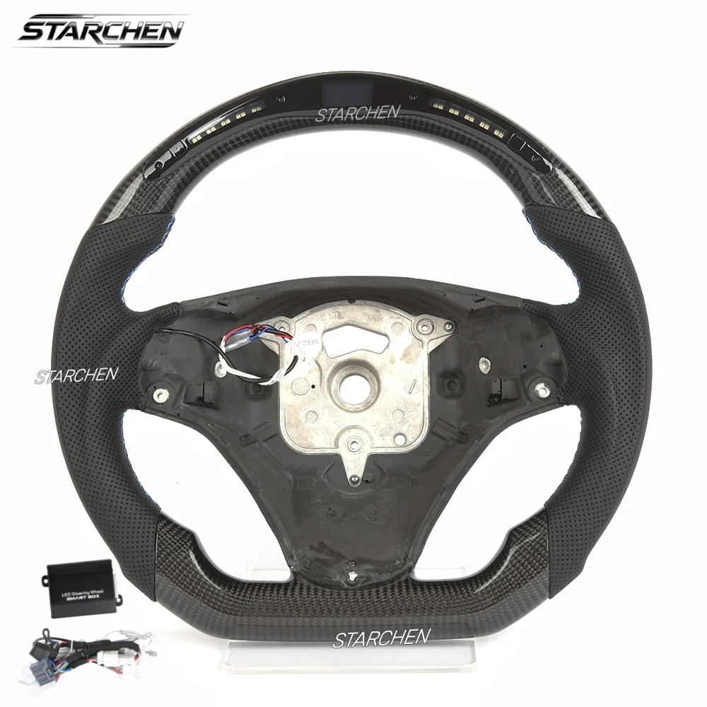 US/UK IN STOCK M Sport Real Carbon Fiber LED Steering Wheel for Bmw E90 E92 E93 M3 328i 335i 135i E82 135i Manual W/ LED Shift Light Indicator
