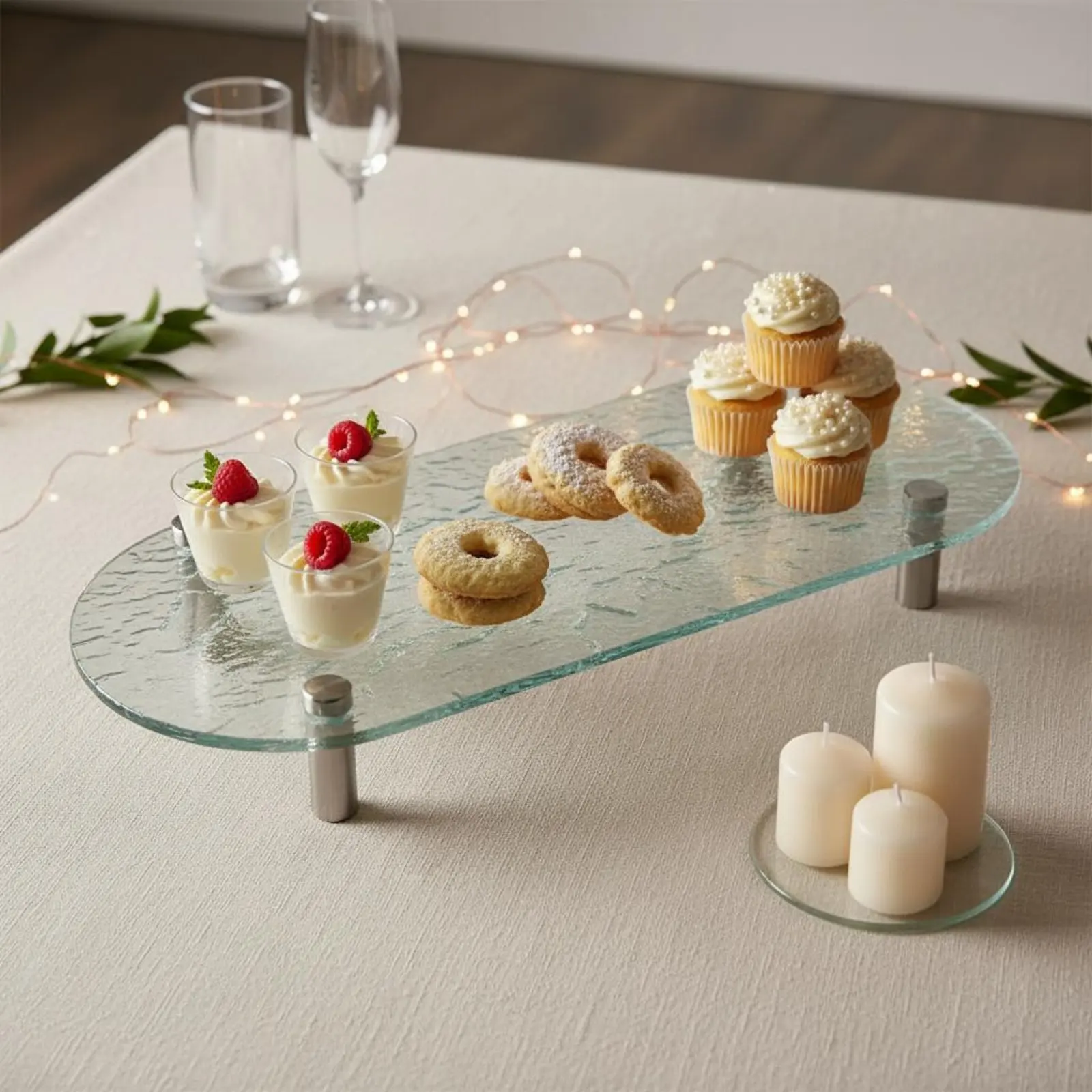 Water Wave Texture Stand Levitating Visual Effect Acrylic Dessert Riser U-Shaped Food Display Versatile for Caterers, Buffet