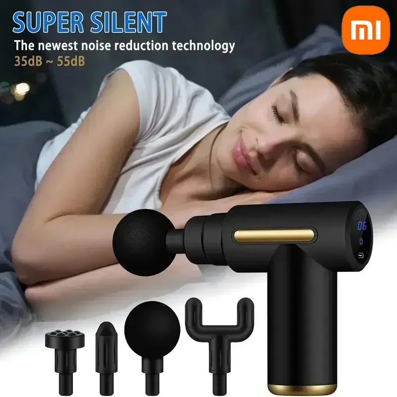 Xiaomi Mini Fascia Gun Tissue Massager Portable Lightweight Body Massage with LED Touch Screen 4 Replaceable Massage Heads 2024