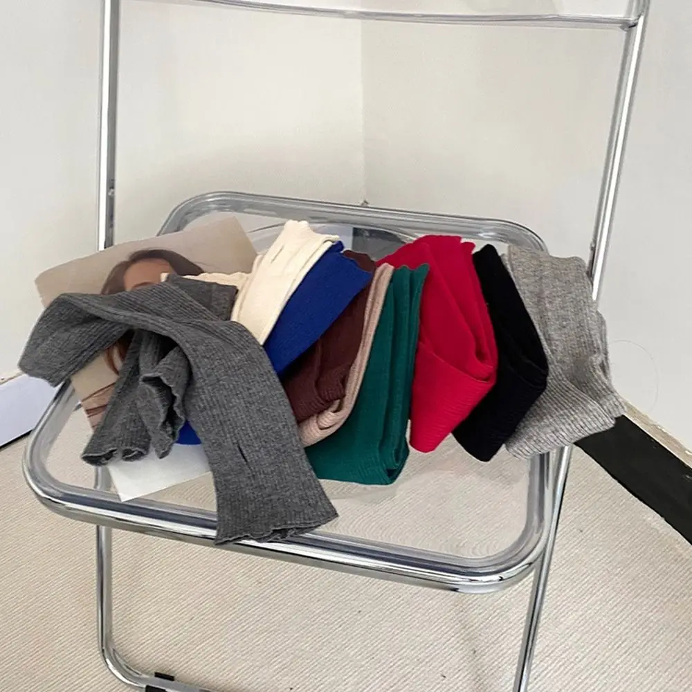 

Однотонные корейские перчатки с рукавами до половины пальца, теплые шерстяные манжеты с рукавами, длинные перчатки, женские грелки, вязаные грелки для рук