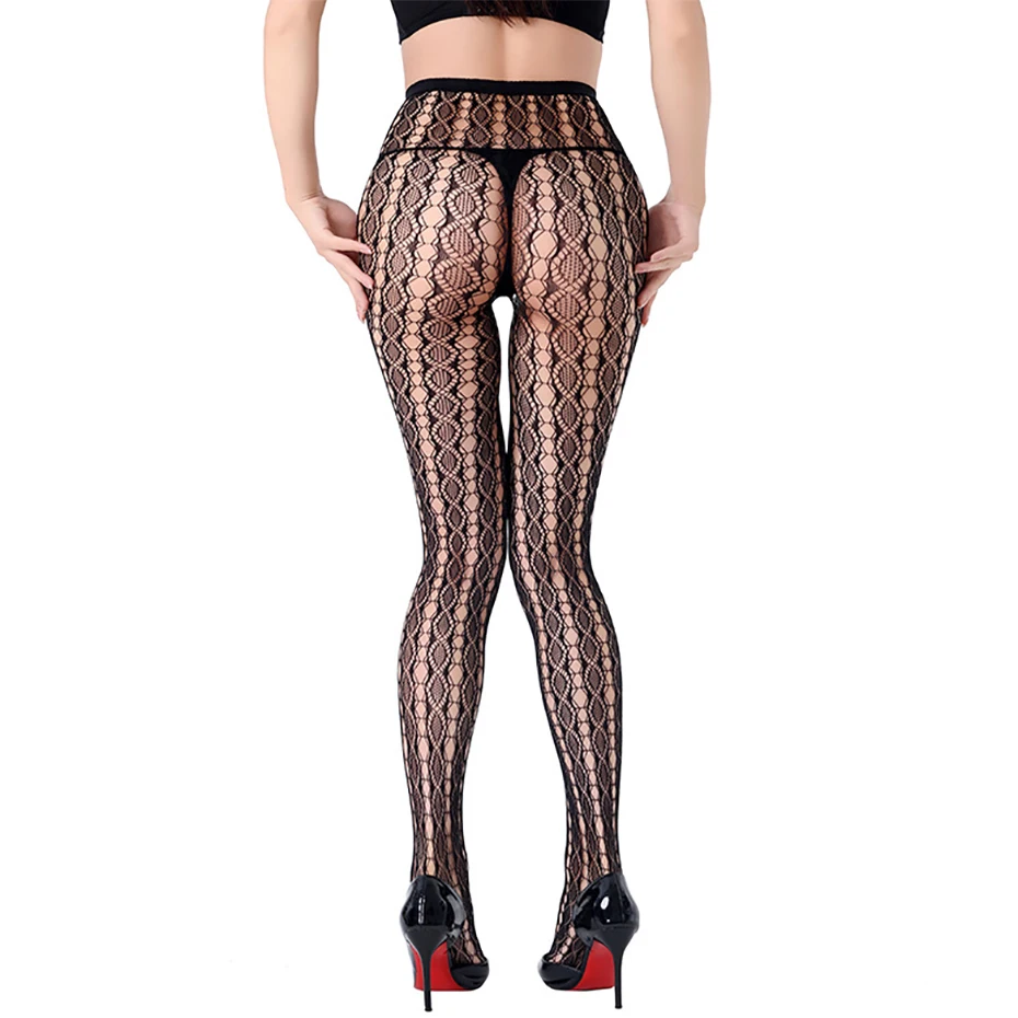 

Sexy Fishnet Ultra Thin Pantyhose Plus Size Fashion Design Stretch Mesh Stockings Tights Hollow Out Women's Black Pantyhose