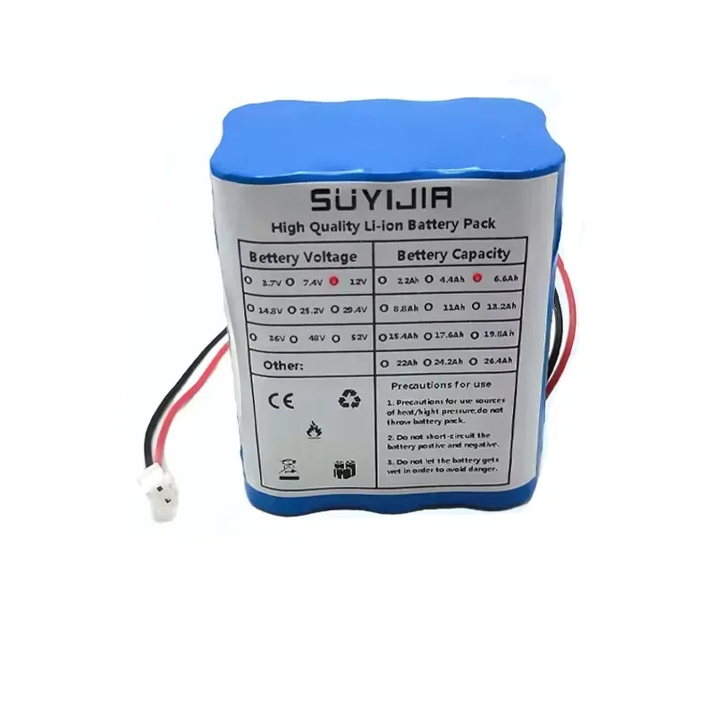 Com bateria de lítio BMS para luzes LED, lâmpadas de mesa, fonte de alimentação de emergência, 3S2P, 12V, 11,1V, 12,6V, 6600mAh