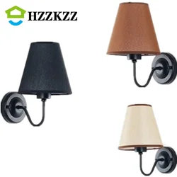 HZZKZZ E27 Retro wall lamp four colors lampshade fabric bedside lamp for bedroom living room decoration lamp 2021 new wall lamp