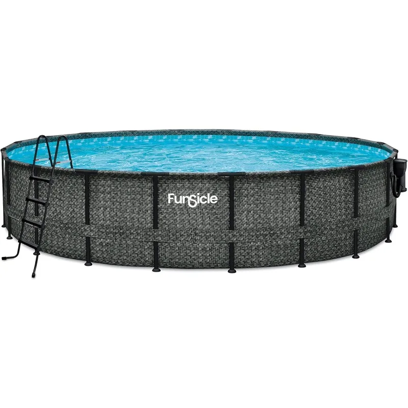 

20' x 48" Oasis Designer Round Frame above Ground Outdoor Swimming Pool with SkimmerPlus Filter Pump, Ladder