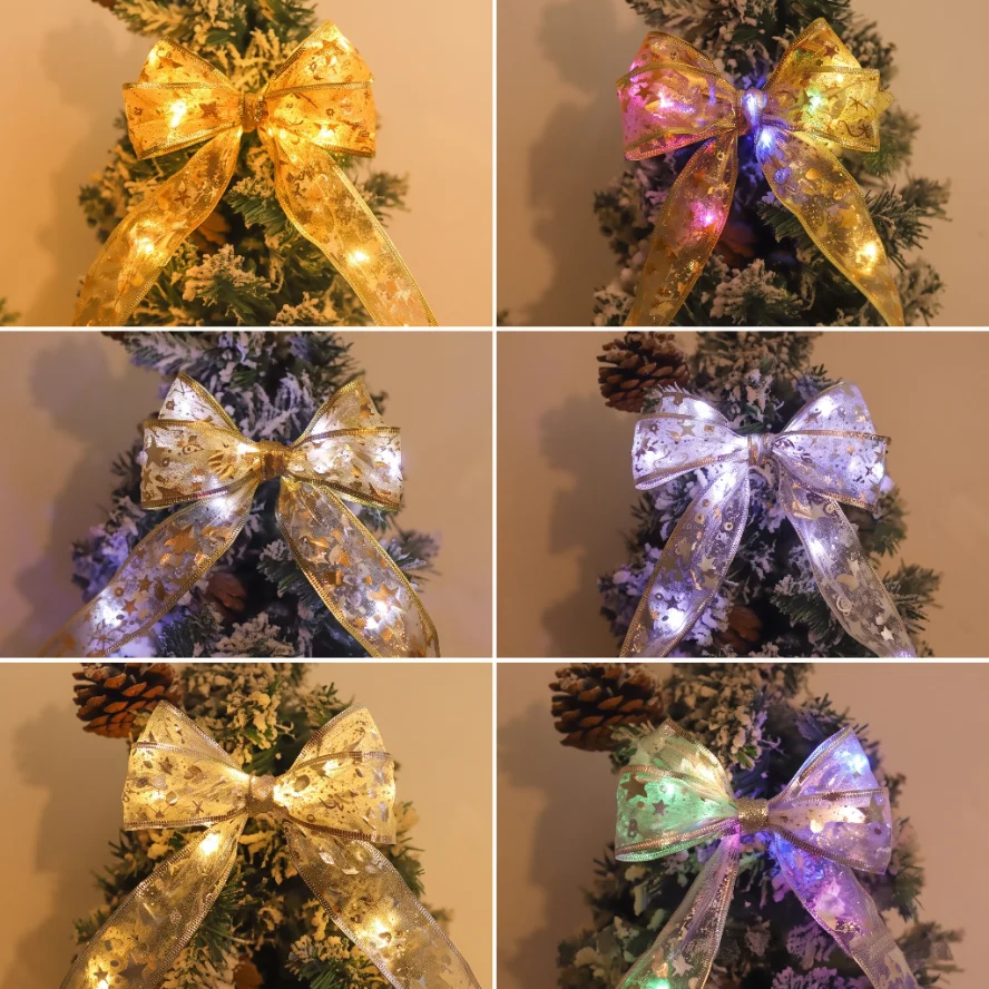 10~1m Gold/silver Christmas Ribbon Fairy Light Christmas Decoration DIY String Light Tree Ornaments for Home Xmas Decor New Year