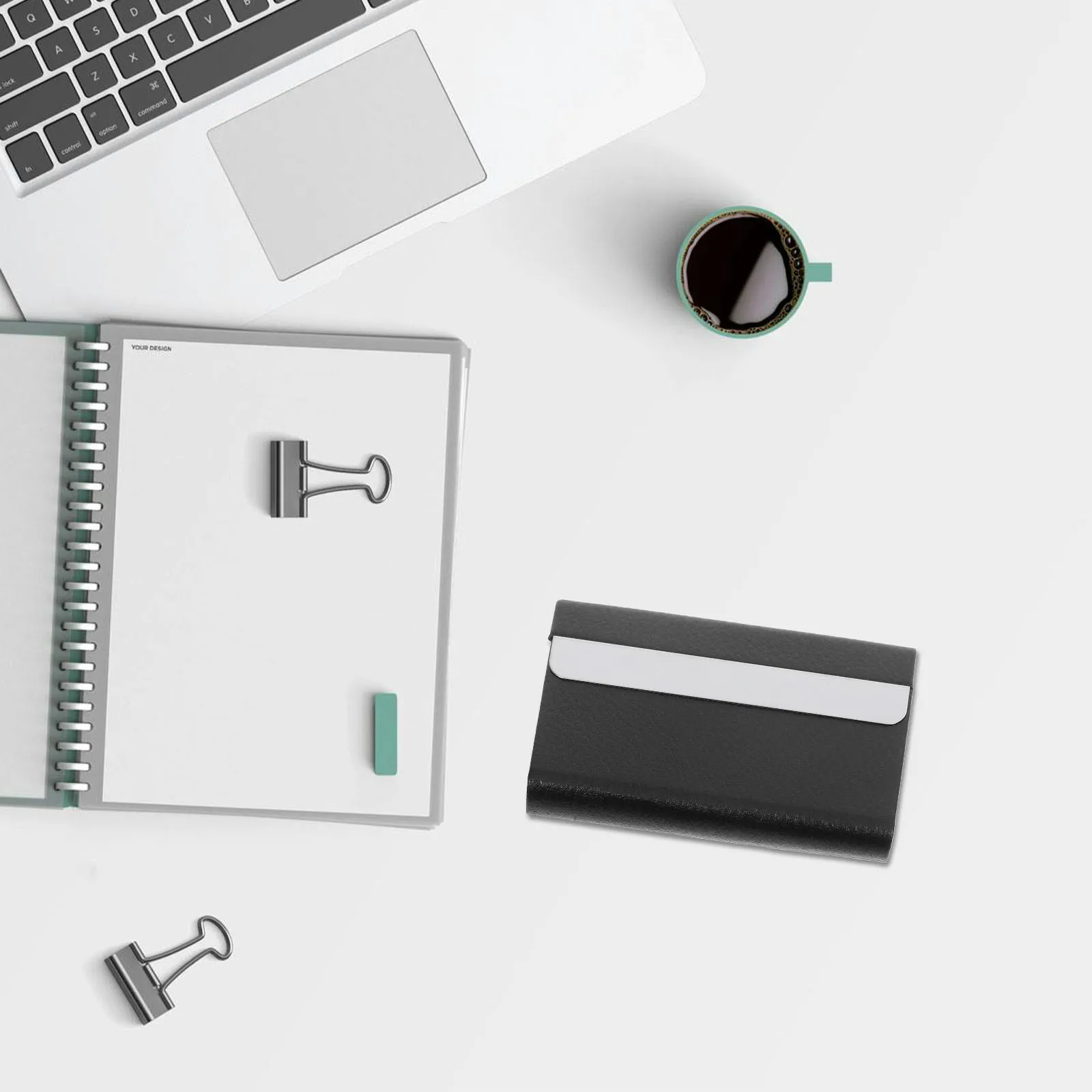 حامل بطاقات العمل من الفولاذ المقاوم للصدأ PU Slim Compact Portable Card Organizer Case صندوق تخزين للإغلاق المغناطيسي لجيب المحفظة