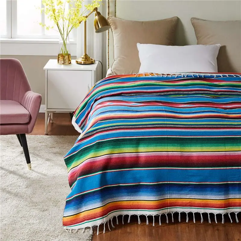 ABUP-2X Mexican Blanket Sarape Picnic Rug Throw Tablecloth Hot Rod For Yoga Party , 150X215cm