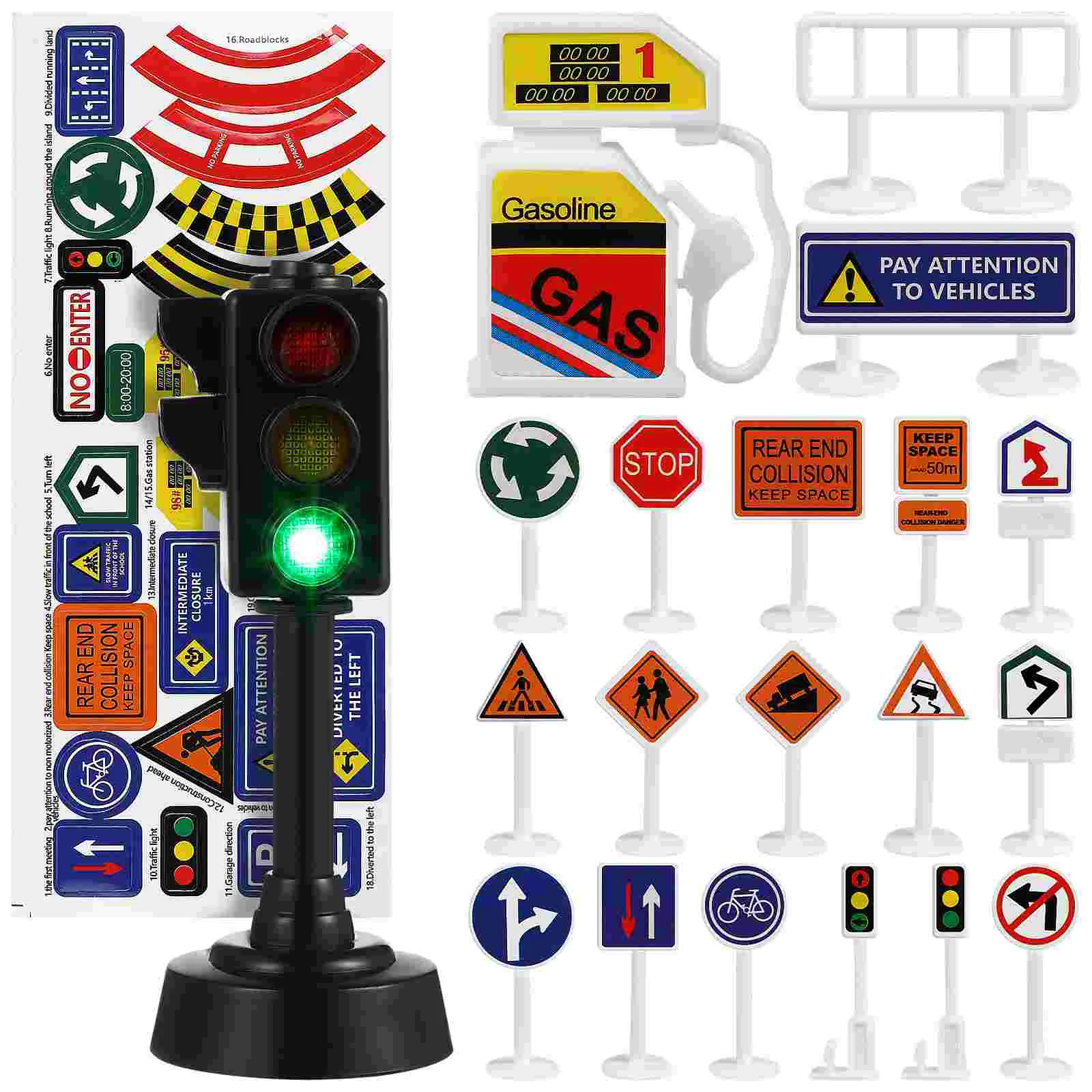 56 Pcs Traffic Light Sign Toy Child Children’s Toys Signs for Kids Plastic Road Cones