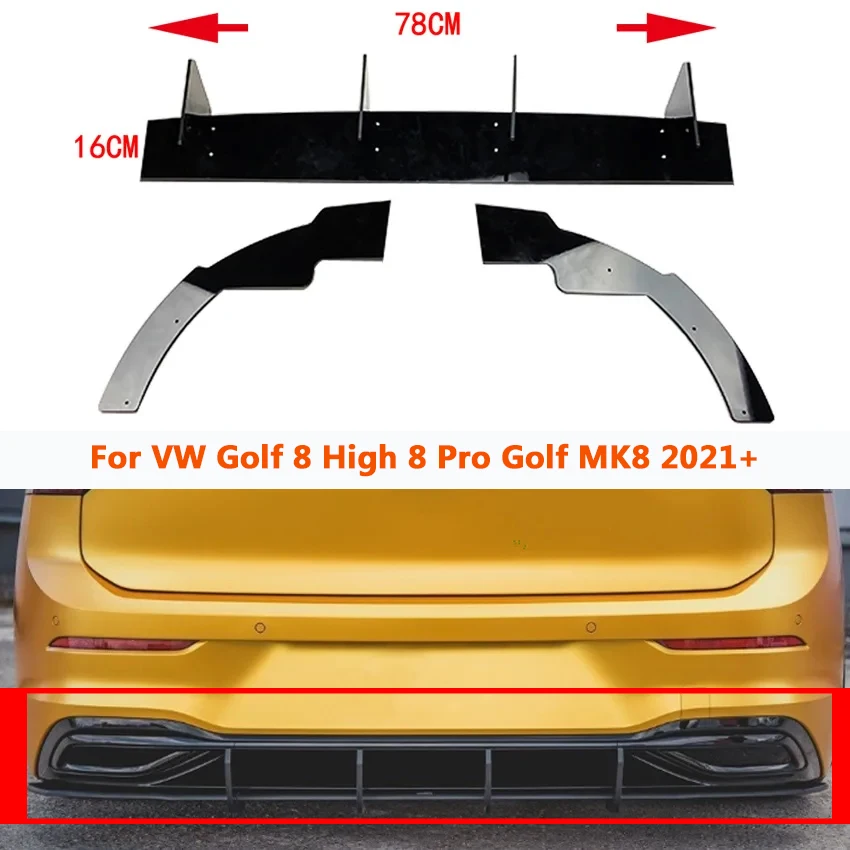 

Car Rear Lip Bumper For VW Golf 8 High 8 Pro Golf MK8 2021+ Rear Blade Spoiler Car Body Kit Guard Acessories