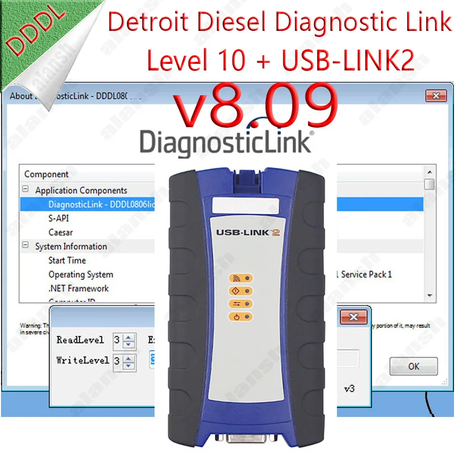 for Detroit Diesel Diagnostic Link v8.09 DDDL 8.09  with Troubleshooting Data can work with USB Link2