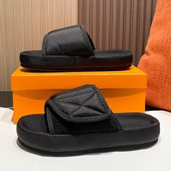 Summer Luxury Men Slippers Outdoor Breathable Beach Shoes Thick Sole Fashion Hook & Loop Casual Fashioner Slides