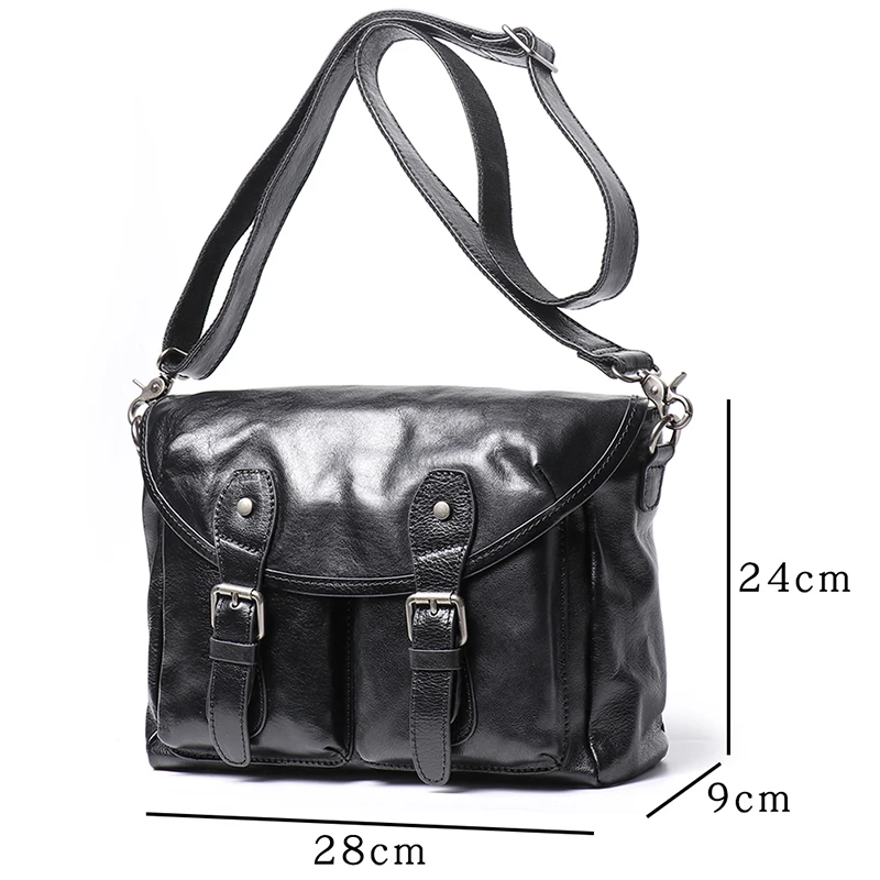 Men\'s Fashion Real Leather Messenger Bag Luxury Organizer Cell Phone Bag Vintage Shoulder Crossbody Bag Leathfocus