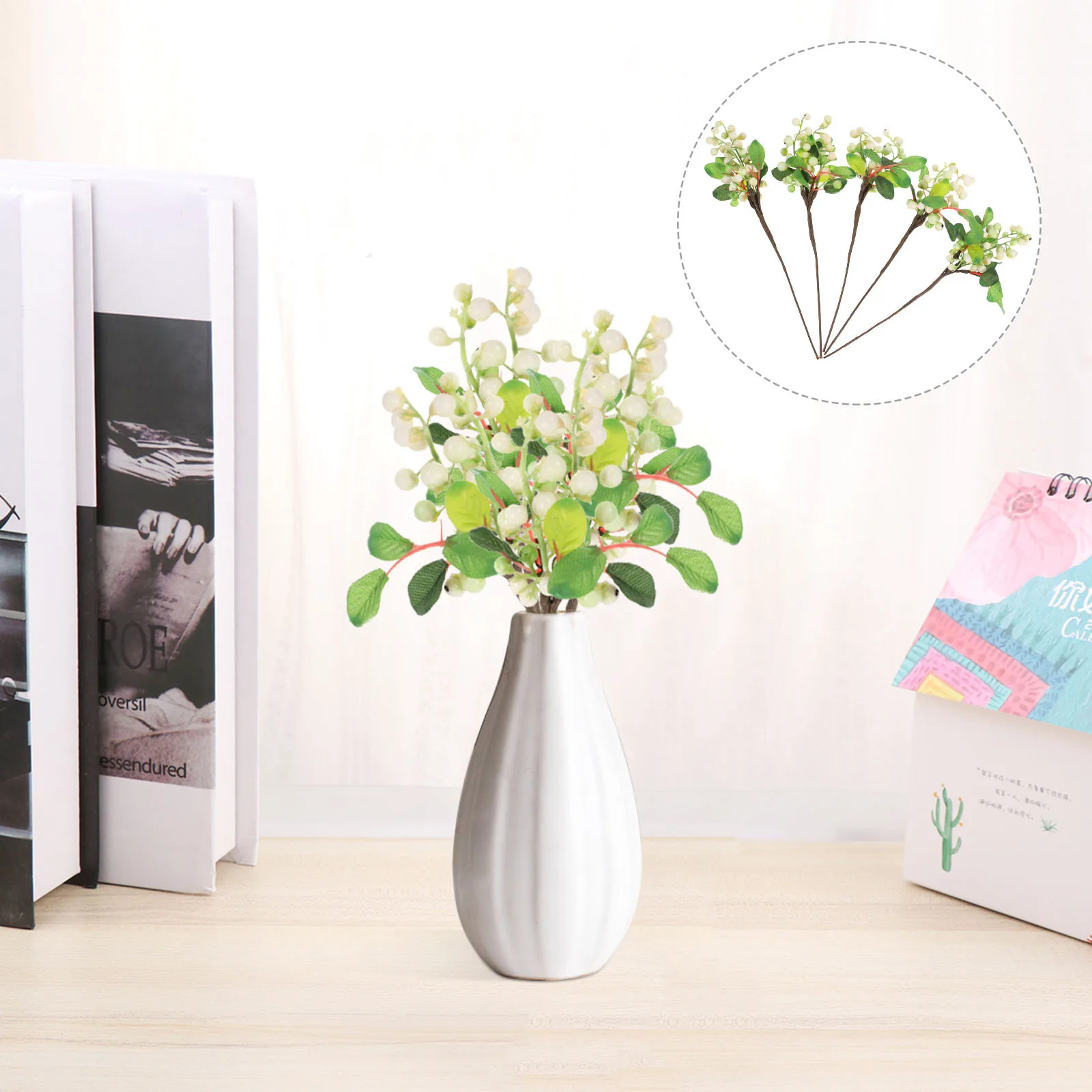 

5pcs Artificial Berry Picks Lifelike Pvc Berries Decor For Christmas Wedding Party Home Ornament Fake Berries Flower