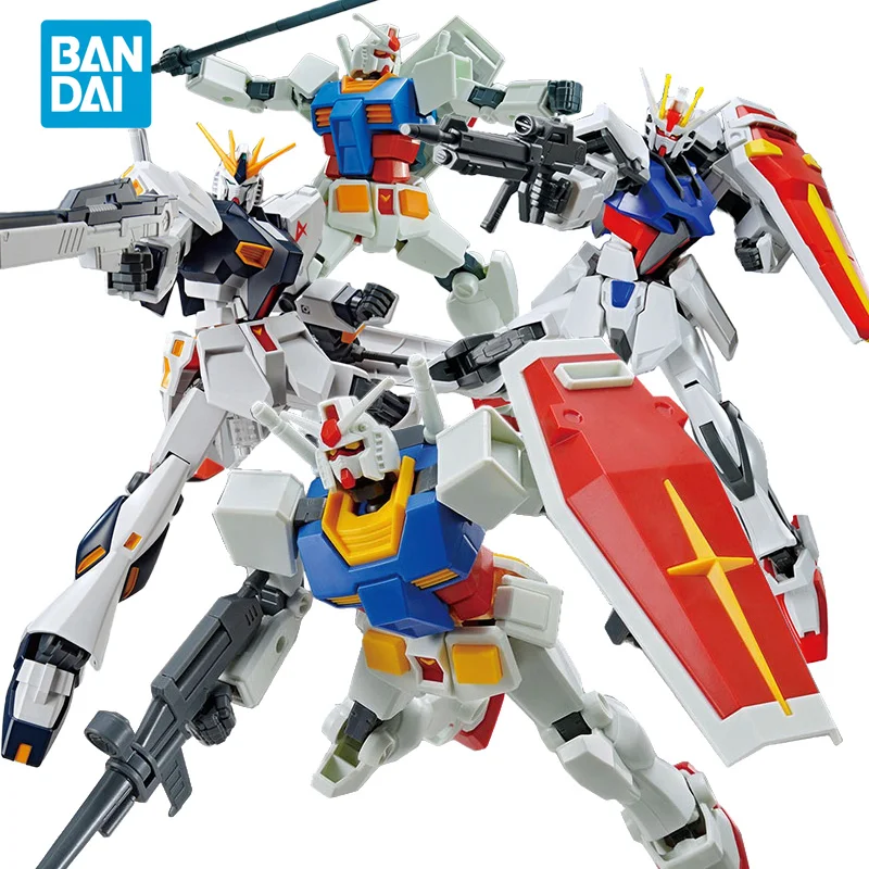 Bandai Original GUNDAM Anime Model EG 1/144  RX-78-2 STRIKE and V GUNDAM Action Figure Assembly Model Toys Gifts for Children